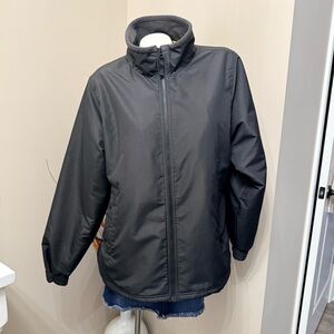 Cabela’s Fleece Lined Jacket women’s Sz XL Black Zip Pockets Adjustable Cuffs